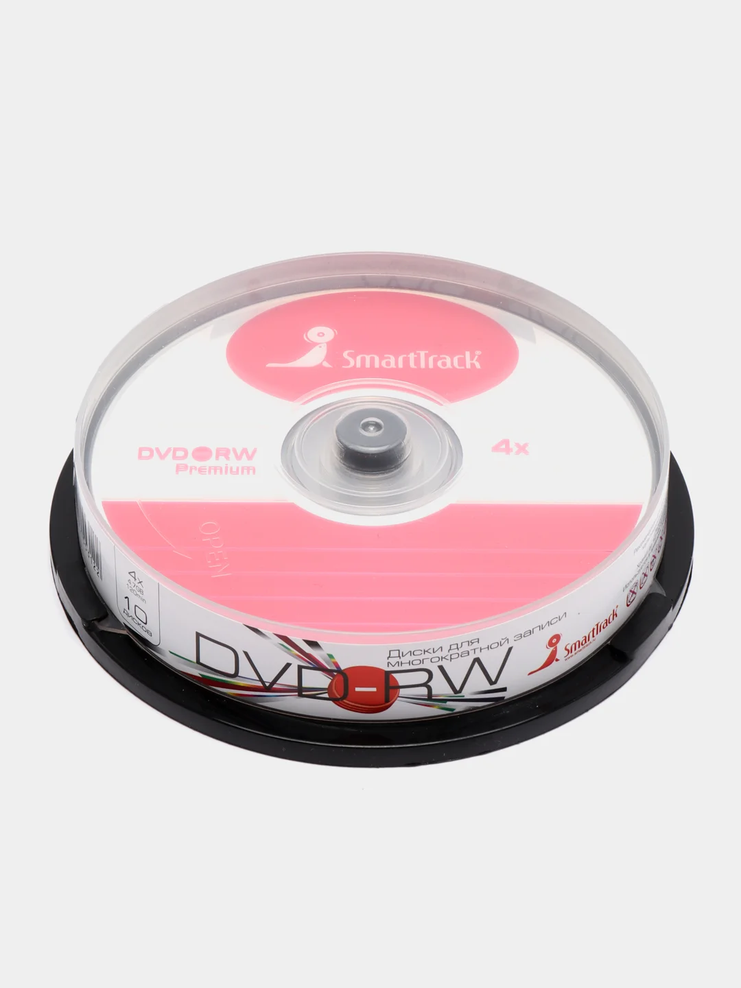 Тёмно-розовый записываемый компакт диск SmartTrack CD-R, CD-RW, DVD-R, DVD-RW, 10 штук