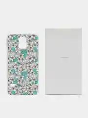 Бежевый чехол с принтом + защитная пленка для Samsung S5