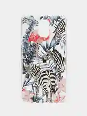 Бежевый меланж чехол с принтом + защитная пленка для Samsung S5