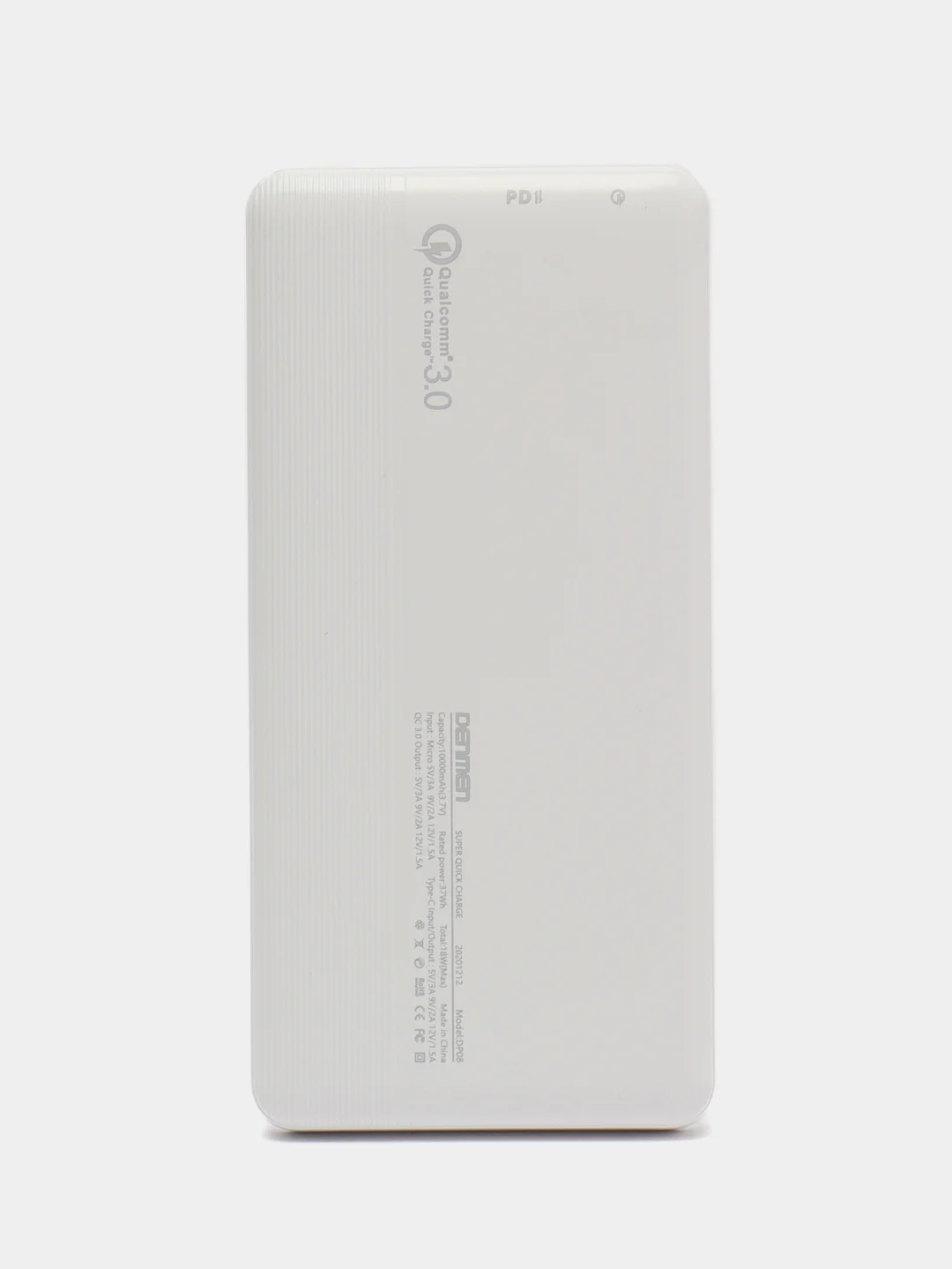 Белый power Bank с быстрой зарядкой Type-C, Micro, USB (Павер Банк), 20000 mAh