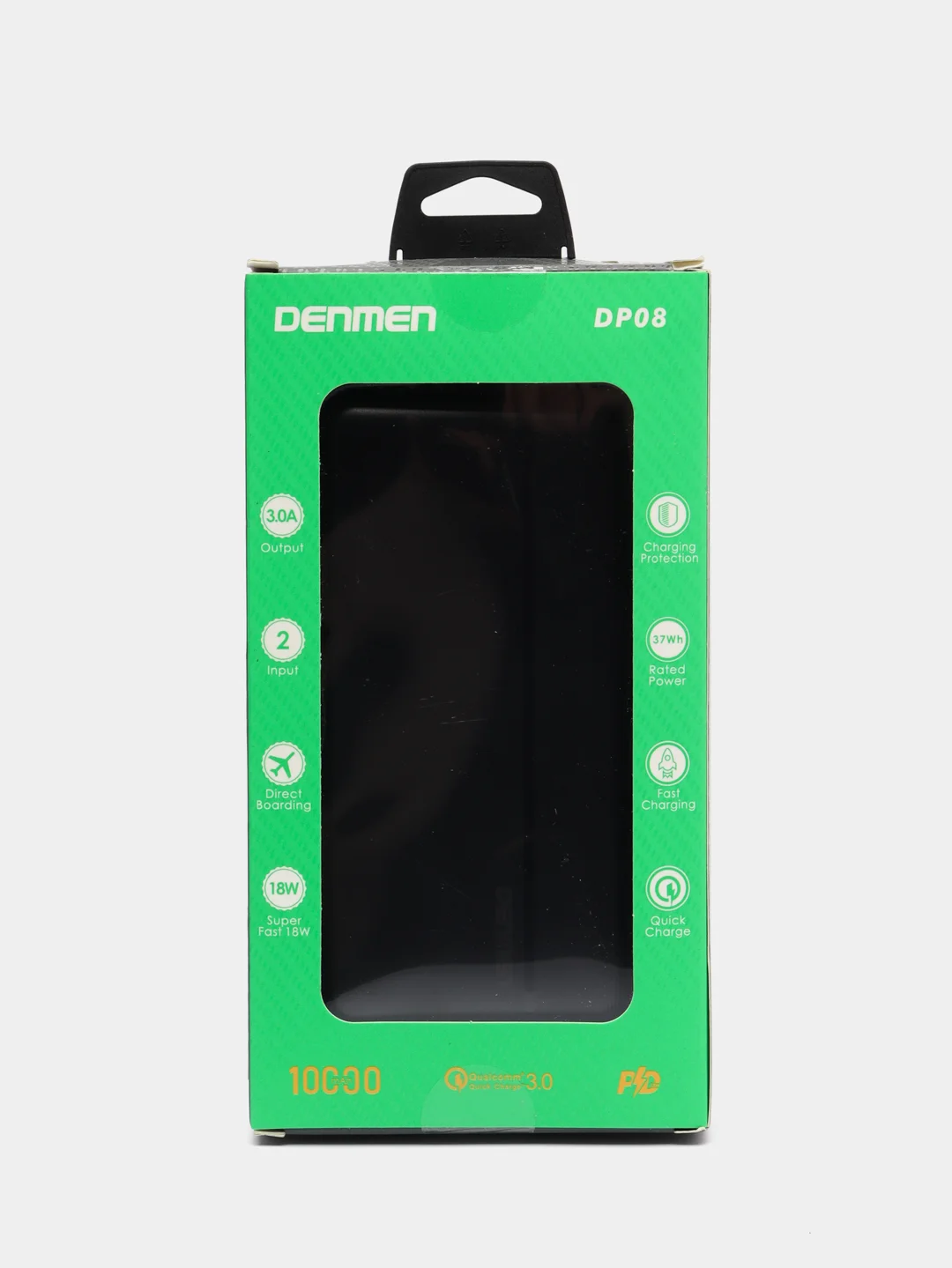 Черный power Bank с быстрой зарядкой Type-C, Micro, USB (Павер Банк), 20000 mAh
