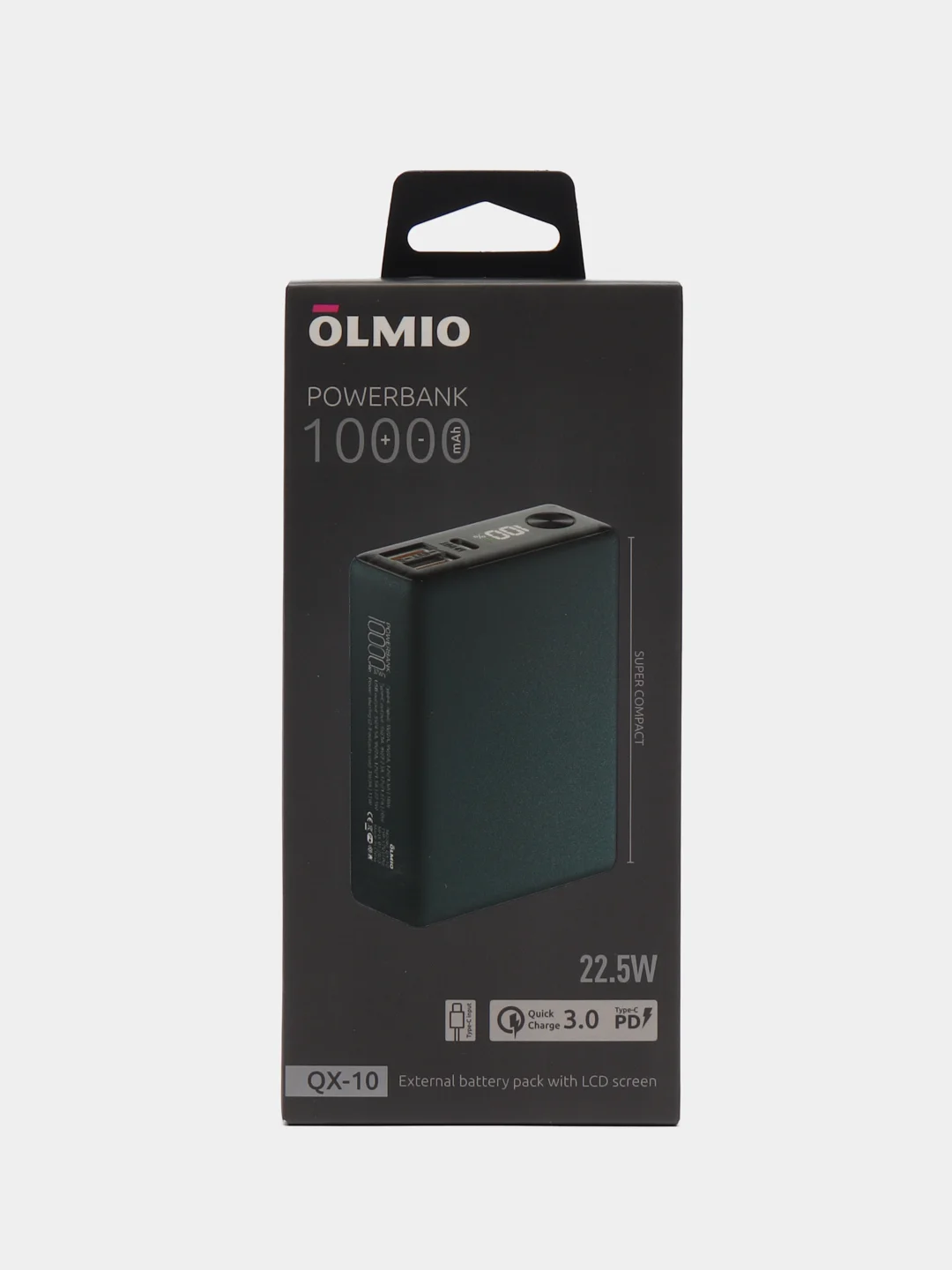 Серый внешний аккумулятор Olmio QX-10 10000mAh