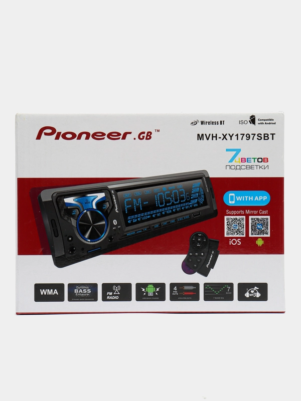 Автомагнитола Pioneer (Пионер) GB MVH-XY1797SBT, Bluetooth, 1 din