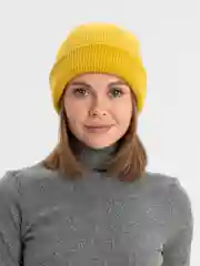 Горчичный шапка вязаная женская