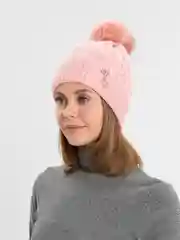 Розовый шапка женская, зимняя, вязанная