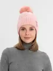 Розовый шапка женская, зимняя, вязанная