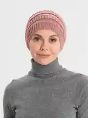 Розовый повязка на голову вязаная, весенняя