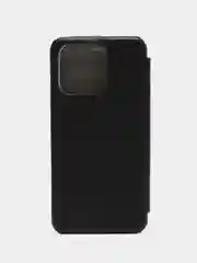 Черный чехол-книжка КАРТОФАН из экокожи на Honor X8A, с функцией подставки и кармашком