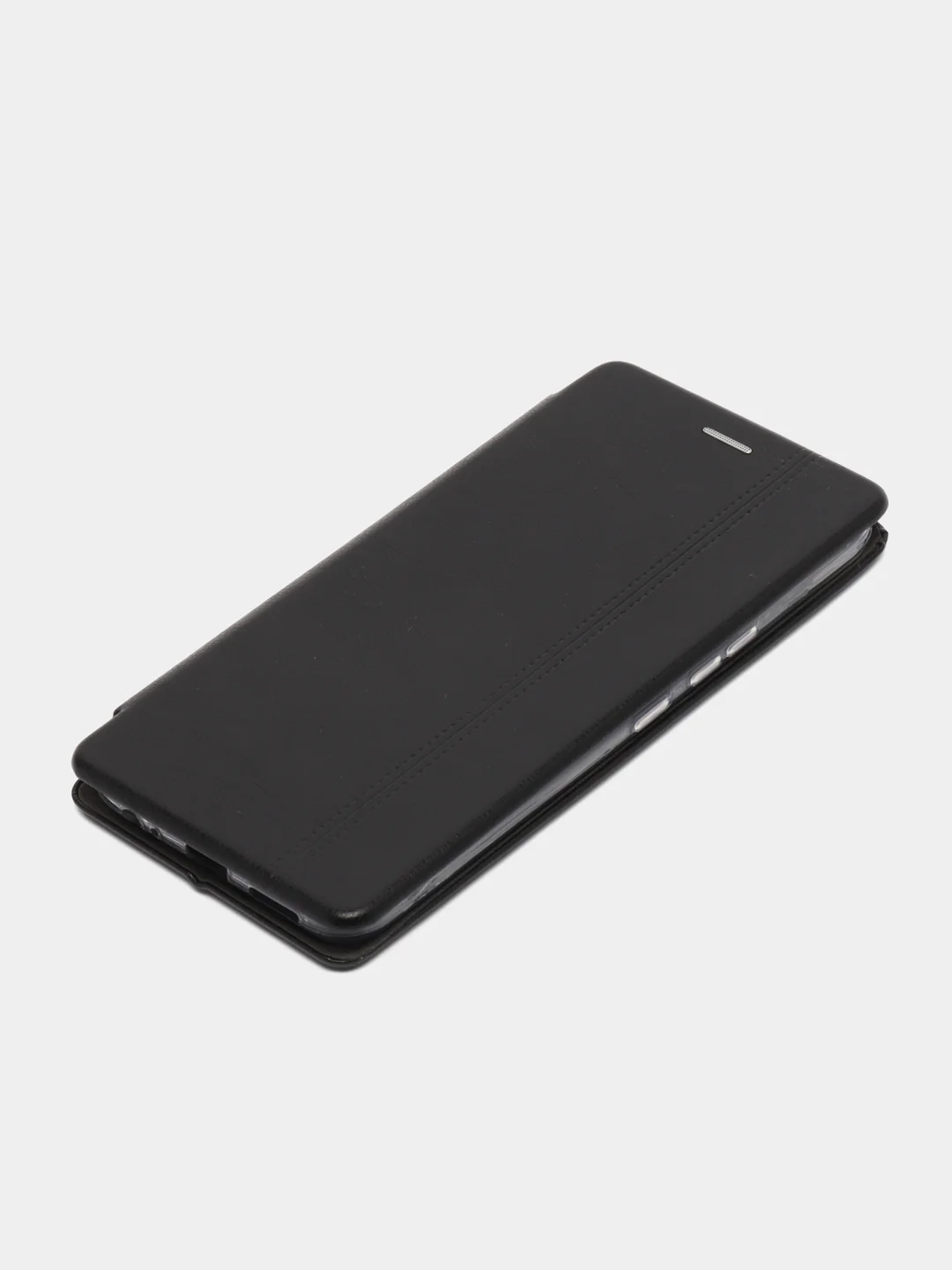 Черный чехол-книжка КАРТОФАН из экокожи на Infinix Smart 6 Plus, с функцией подставки и кармашком