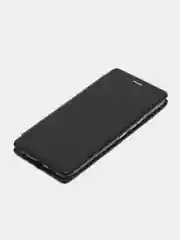 Черный чехол-книжка КАРТОФАН из экокожи на Infinix Smart 6 Plus, с функцией подставки и кармашком