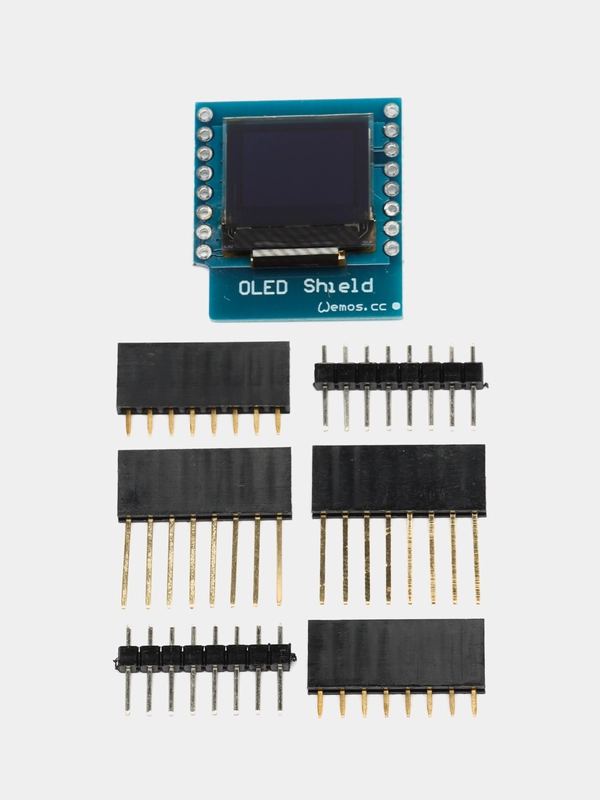 Дисплей, Плата расширения, OLED 0.66" shield, WeMos D1 mini, синий
