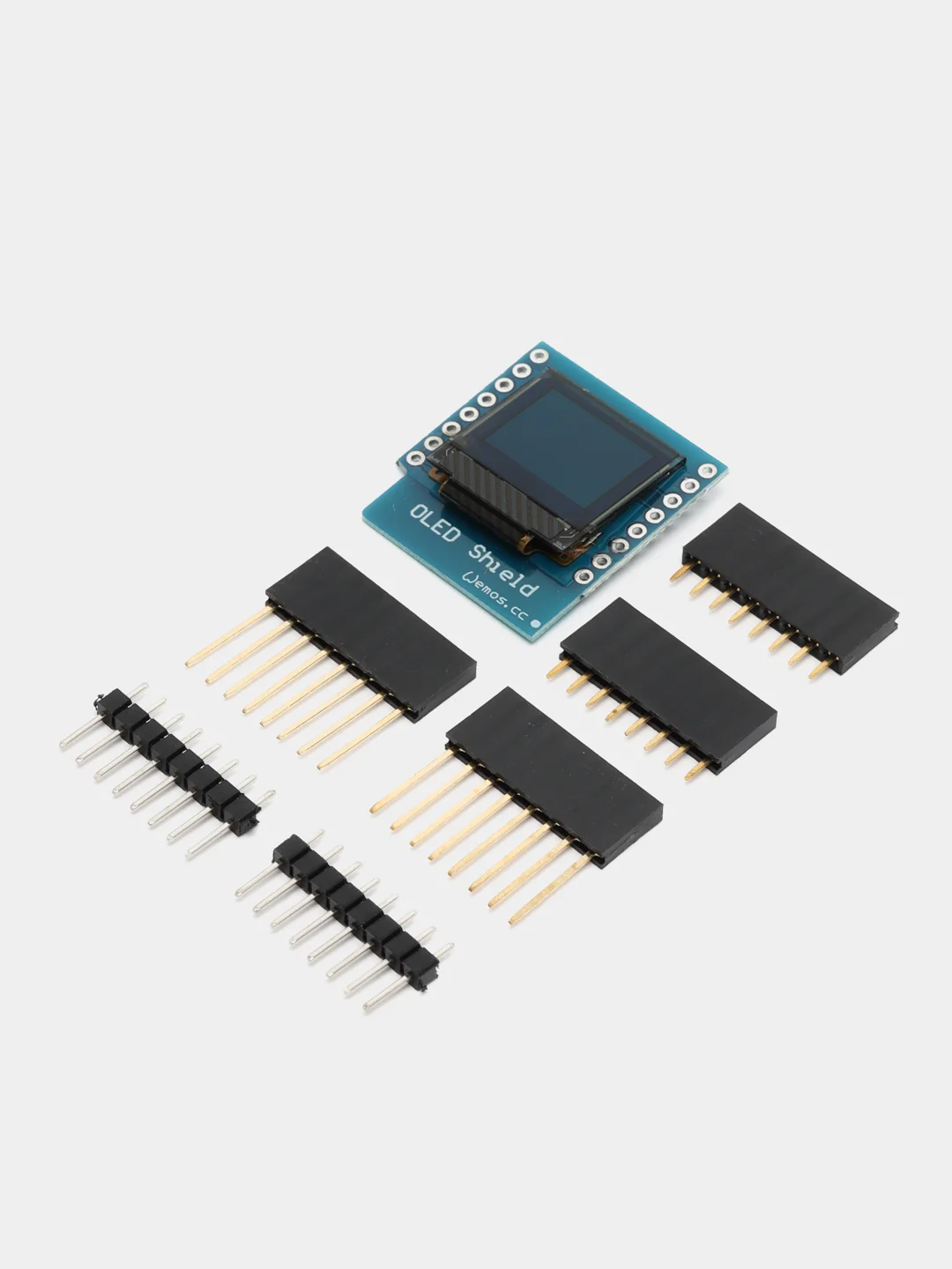 Дисплей, Плата расширения, OLED 0.66" shield, WeMos D1 mini, синий