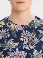 Синий меланж мужская футболка с принтом