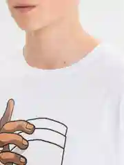 Бежевый футболка с принтом