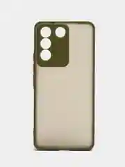 Лесной зеленый чехол для Vivo V27e (Виво В27е), пластиковый, матовый, с цветными кнопками