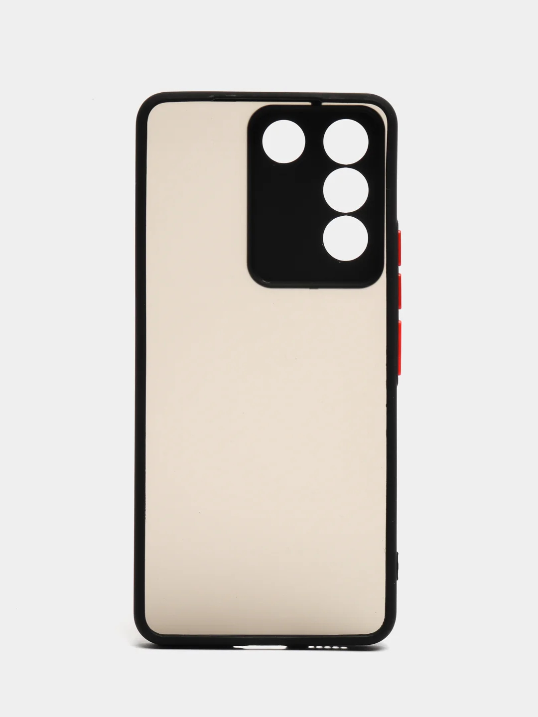 Черный чехол для Vivo V27e (Виво В27е), пластиковый, матовый, с цветными кнопками