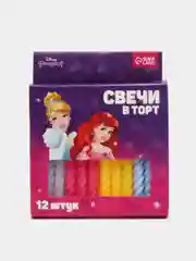 Свечи для торта 6 см, 12 шт, "С днем рождения!", Принцессы