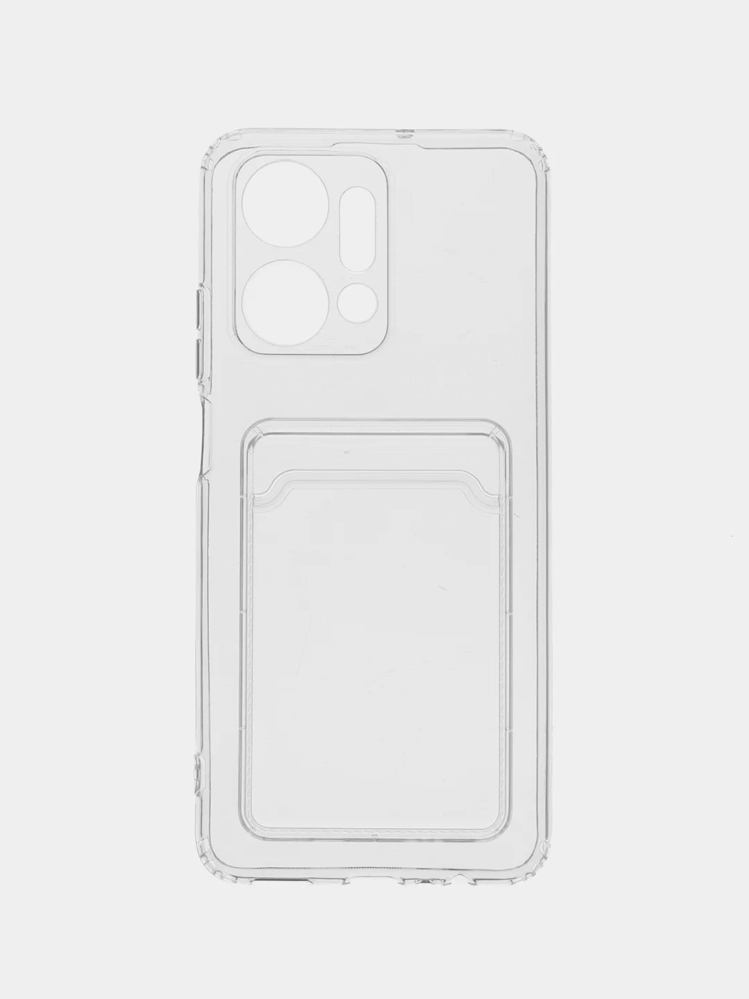Прозрачный чехол BROSCORP для Honor X7a с кармашком и защитой камер, картхолдер с карманом