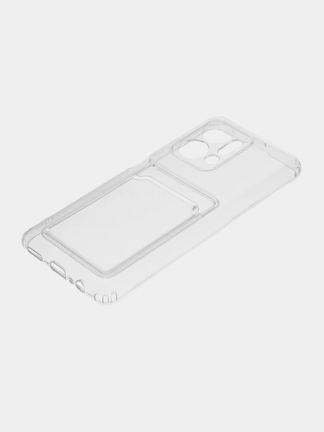 Прозрачный чехол BROSCORP для Honor X7a с кармашком и защитой камер, картхолдер с карманом