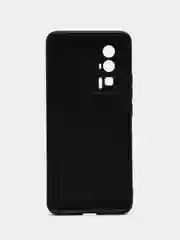 Черный чехол для Xiaomi Poco F5 Pro силиконовый BROSCORP матовый тонкий с бортиком защитой камер