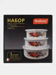 Набор эмалированных салатников с крышками, 3 штуки - 600 мл, 850 мл, 1250 мл
