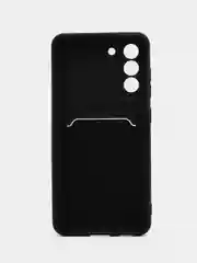 Красный чехол для Samsung Galaxy S21 FE / Самсунг Галакси С21 ФЕ силиконовый, с карманом для карты