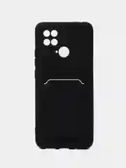 Угольный чехол для Xiaomi Redmi 10C / Poco C40, Сяоми Редми 10С силиконовый, с карманом для карты
