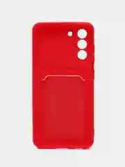 Алый чехол для Samsung Galaxy S21 FE / Самсунг Галакси С21 ФЕ силиконовый, с карманом для карты