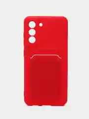 Алый чехол для Samsung Galaxy S21 FE / Самсунг Галакси С21 ФЕ силиконовый, с карманом для карты