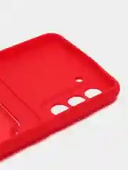 Алый чехол для Samsung Galaxy S21 FE / Самсунг Галакси С21 ФЕ силиконовый, с карманом для карты