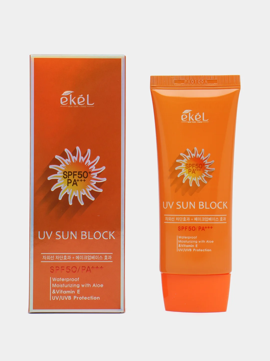 Оранжевый крем солнцезащитный Ekel Soothing & Moisture Sun Block SPF50/PA+++ 70 мл