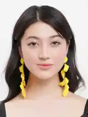 Желтый серьги длинные rose petal, вечерние серьги с лепестками