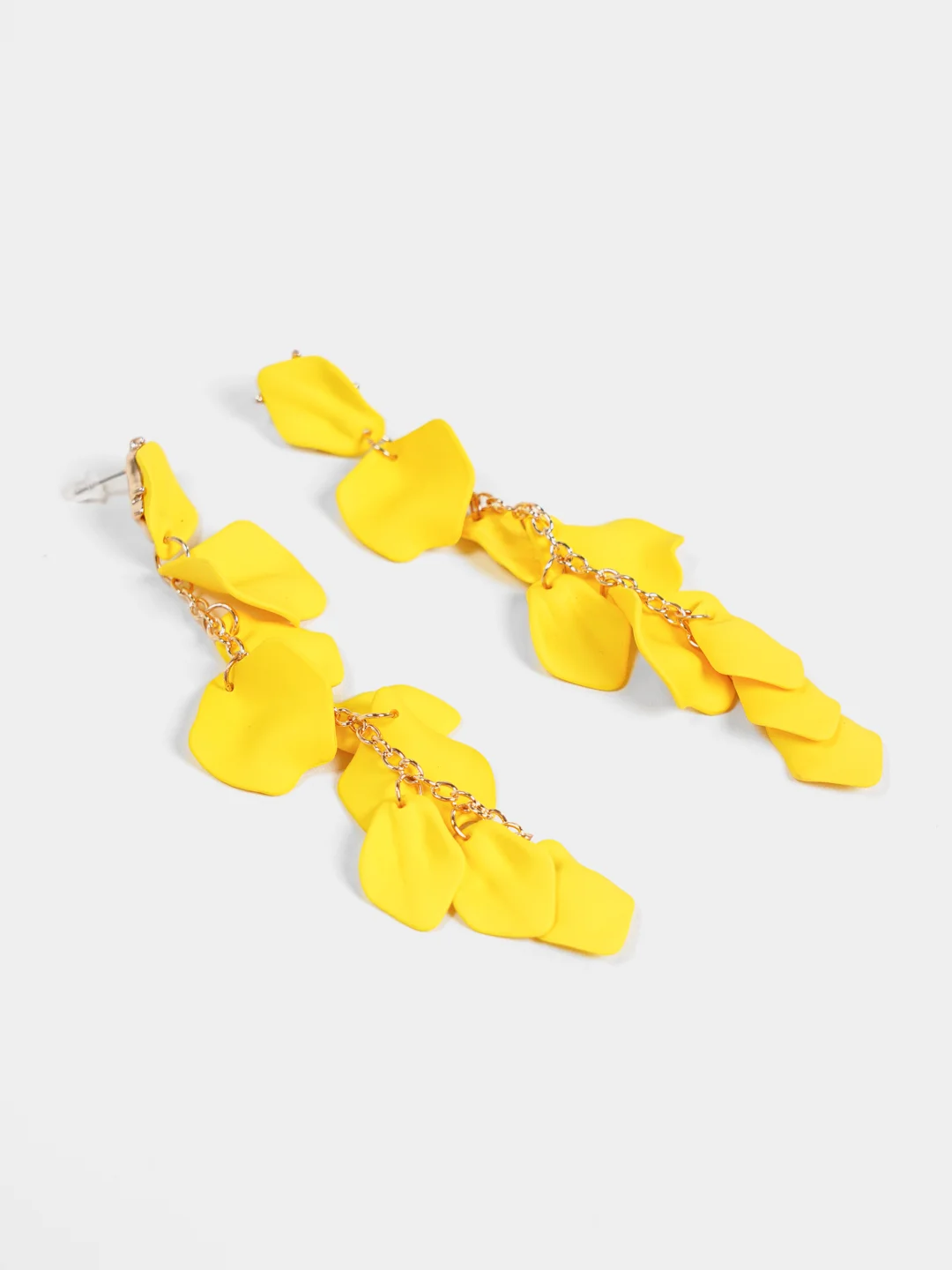 Желтый серьги длинные rose petal, вечерние серьги с лепестками