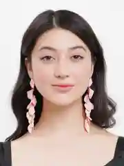 Серьги длинные rose petal, вечерние серьги с лепестками