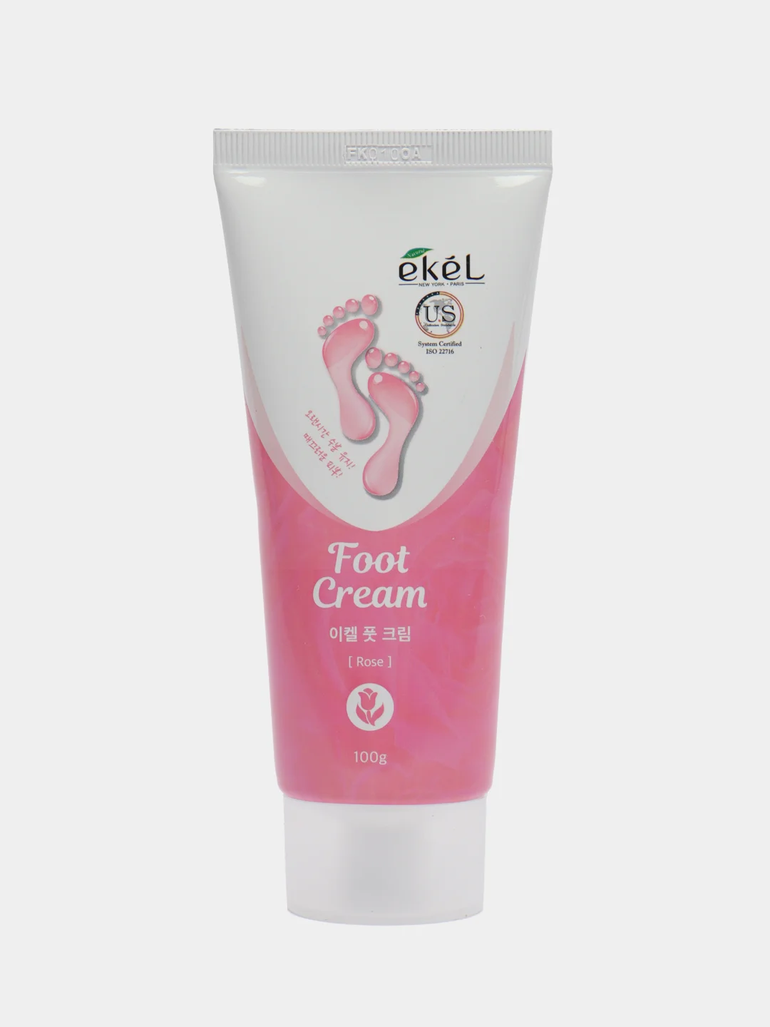 Тёмно-розовый корейский крем для ног с лавандой и розой Ekel Foot Cream 100мл