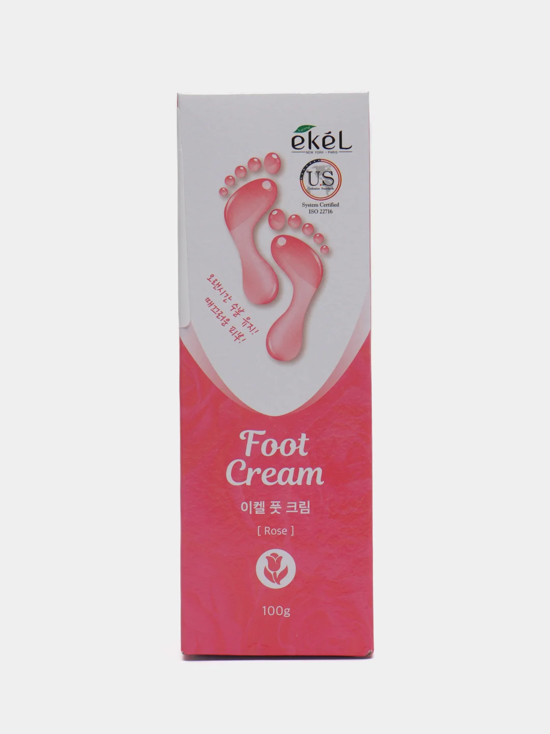 Тёмно-розовый корейский крем для ног с лавандой и розой Ekel Foot Cream 100мл