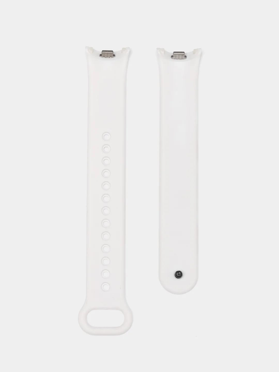 Белый силиконовый ремешок с металлическим креплением для Xiaomi Mi Band 8