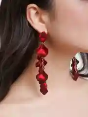 Серьги длинные rose petal, вечерние серьги с лепестками