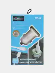 Белый азу с кабелем, Type-C, 2.4А, 2 USB, автомобильное зарядное устройство