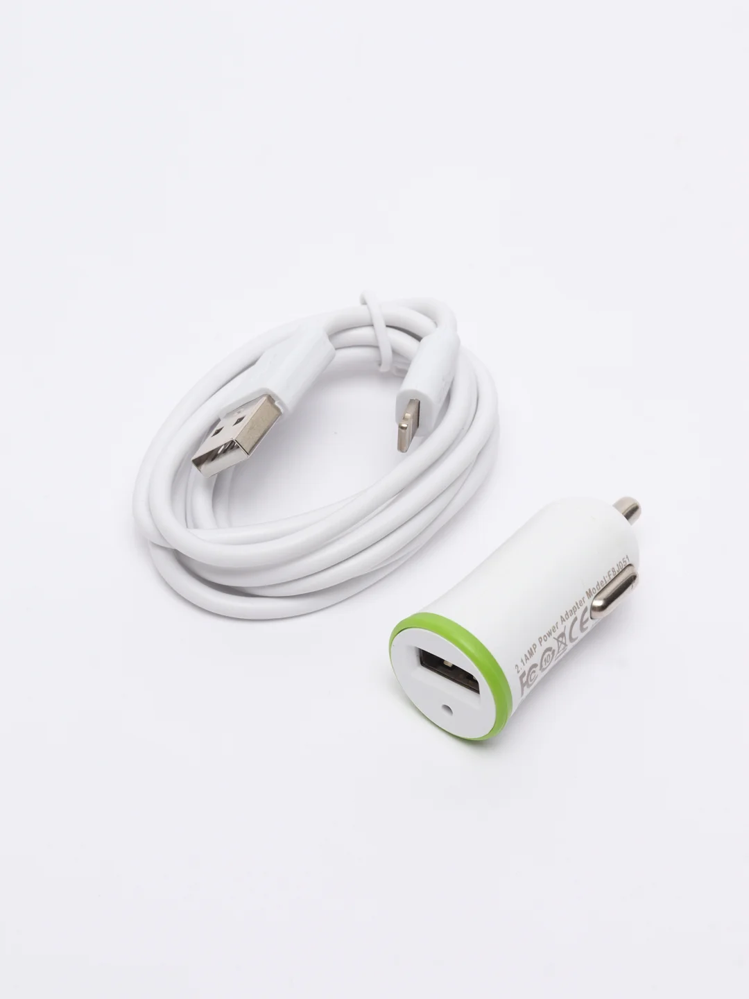 Белый азу 2.1А с кабеле Lightning/1.2m/Автомобильное зарядное устройство