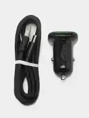 Черный азу с кабелем, Type-C, 2.4А, 2 USB, автомобильное зарядное устройство