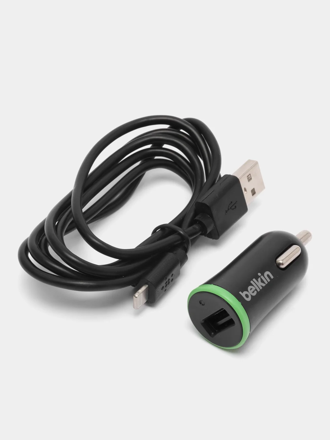 Черный азу 2.1А с кабеле Lightning/1.2m/Автомобильное зарядное устройство