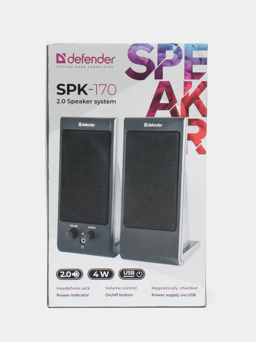 Колонки компьютерные Defender Spk-165/170, 2.0, 2х2 W, разъем для наушников, 510479