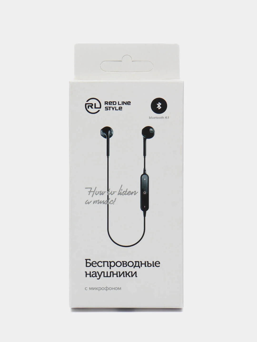Наушники с микрофоном (гарнитура) Red Line Bhs-01, Bluetooth, беспроводные, черные, 512735