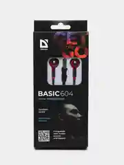 Наушники Defender Basic 604, проводные, 1,1 м, вкладыши, черные с красным, 511710