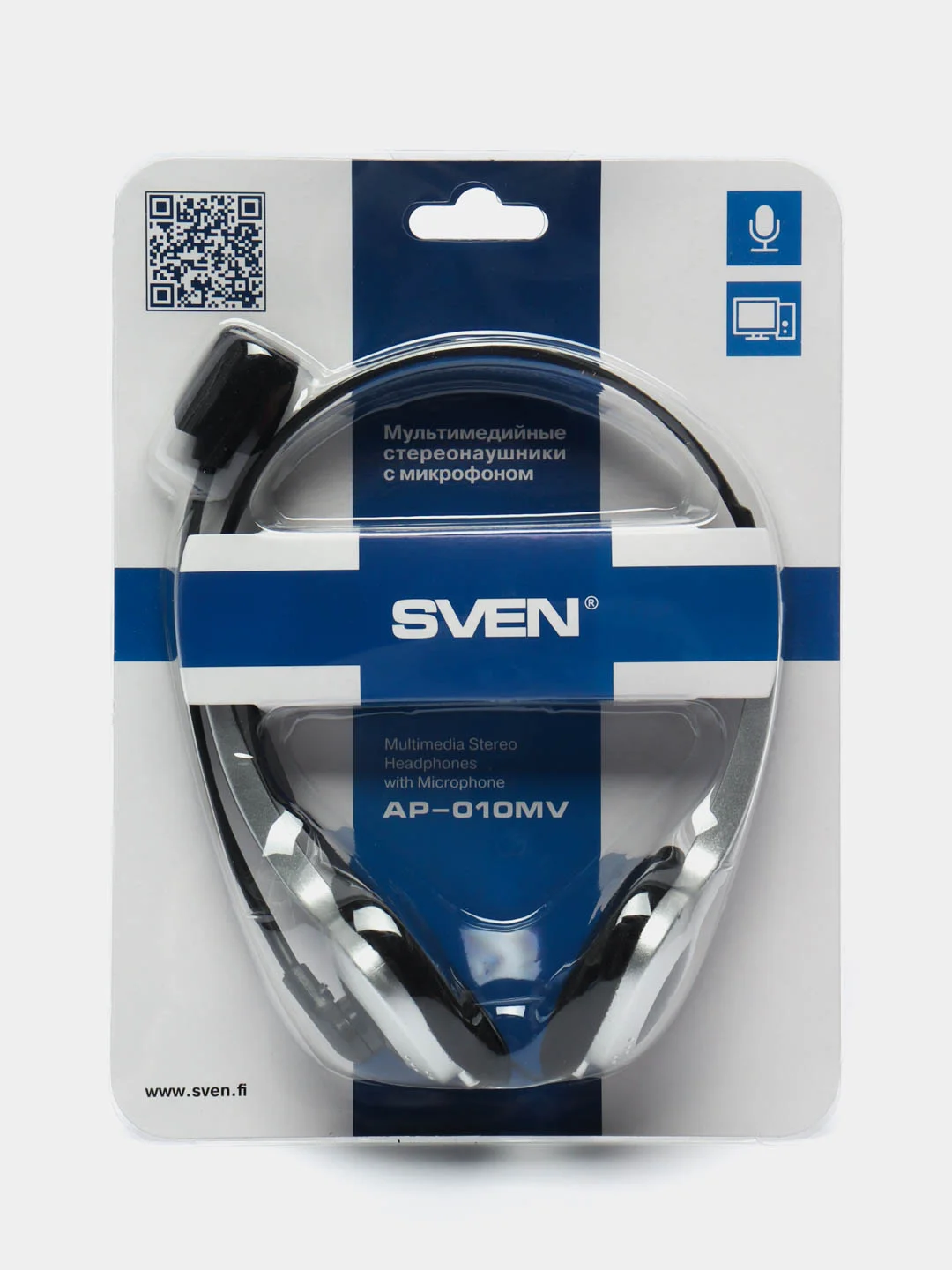 Наушники с микрофоном (гарнитура) Sven Ap-010mv, проводные, 2 м, Sv-0410010mv