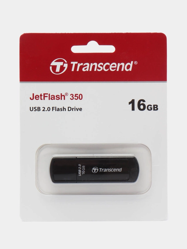 Флешка накопитель для компьютера 16 Gb, Transcend Jet Flash 350, Usb 2.0, черный, 510968
