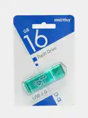 Флешка накопитель для компьютера 16 Gb, Smartbuy Glossy, Usb 2.0, зеленый, 512192