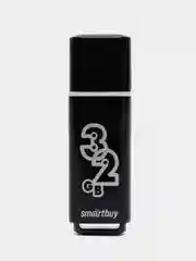 Флешка накопитель для компьютера 32 Gb, Smartbuy Glossy, Usb 2.0, черный, 512776