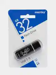 Флешка накопитель для компьютера 32 Gb, Smartbuy Glossy, Usb 2.0, черный, 512776